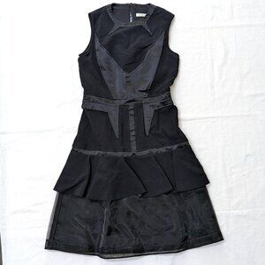 Givenchy Black Sleeveless Wool Blend Tiered Dress Size 42